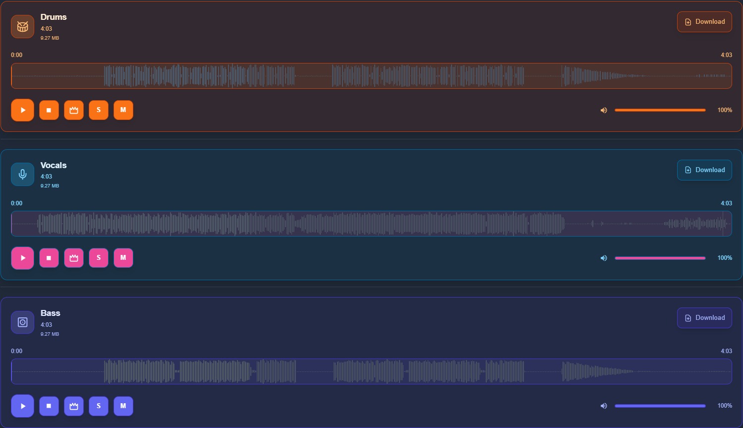 Mixing tracks with Mute to create an instrumental version