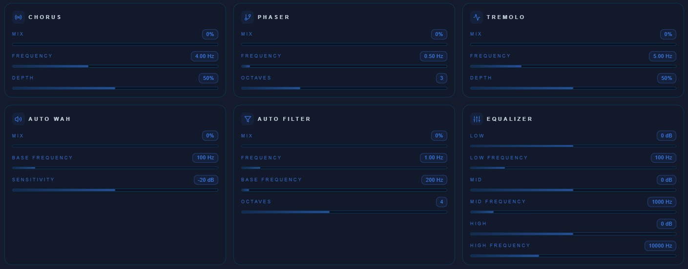 Multiple audio effects combined in the online editor