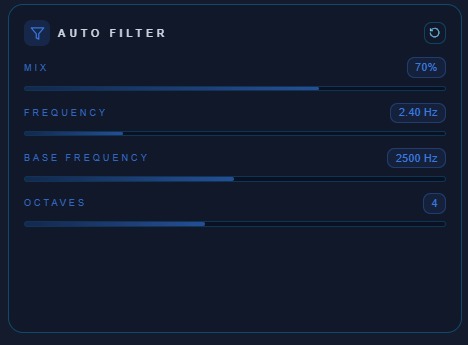 Auto Filter for continuously shaping the sound