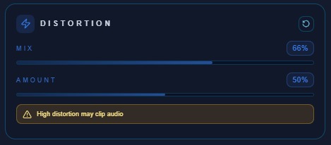 Distortion effect in the online audio editor