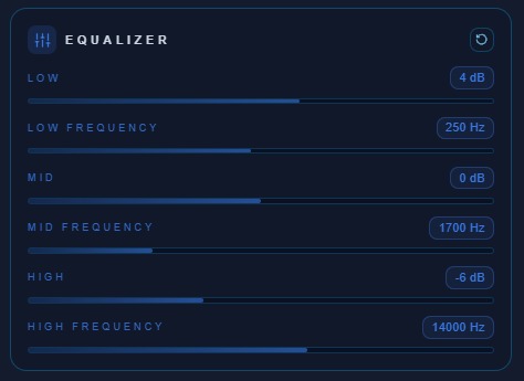 EQ controls in the online audio editor to shape the sound