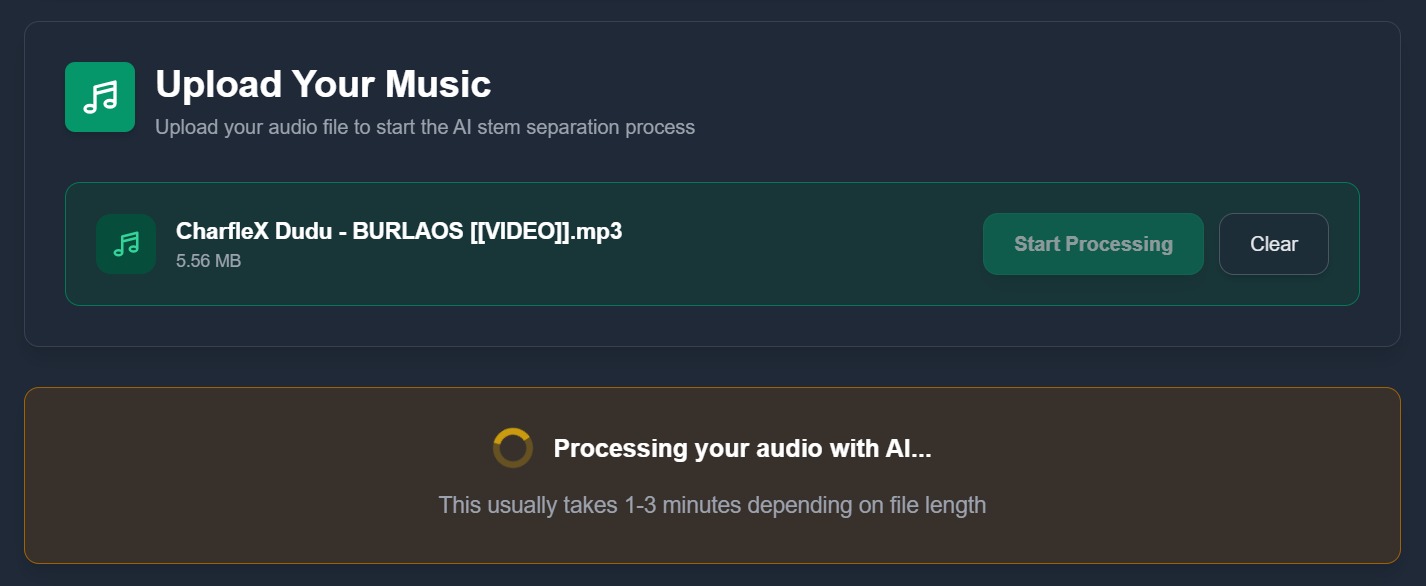 AI processing and separating the audio tracks