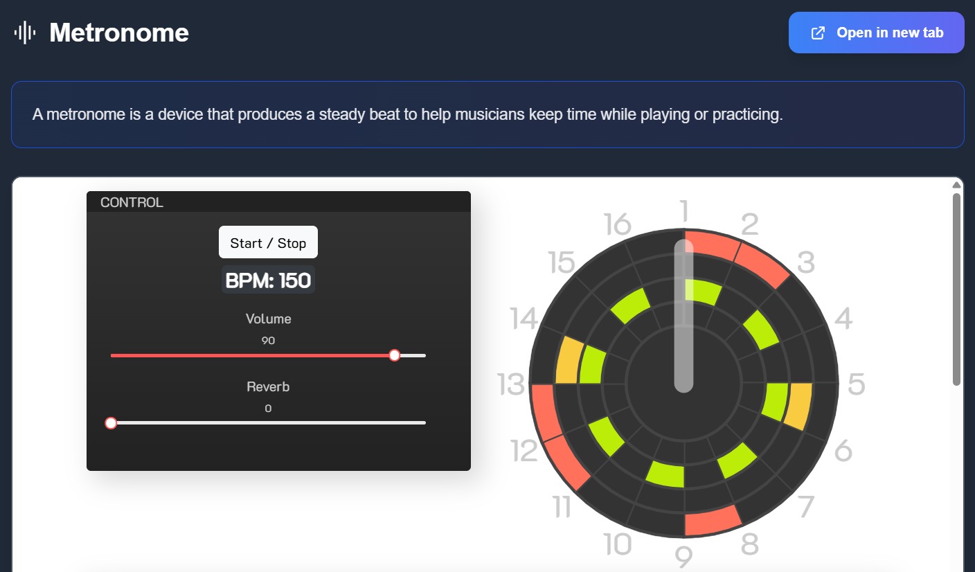 emusic.tools free online metronome interface